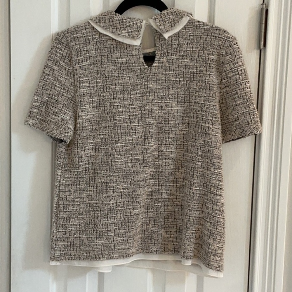 Anthropologie Postcard 9-H15 STCL Top w/ Decorative Collar & Pockets - Picture 6 of 12